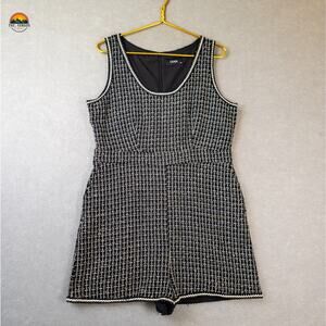 Cider One-Piece Romper Black White Gold Tweed Sleeveless Pockets Women's Size XL